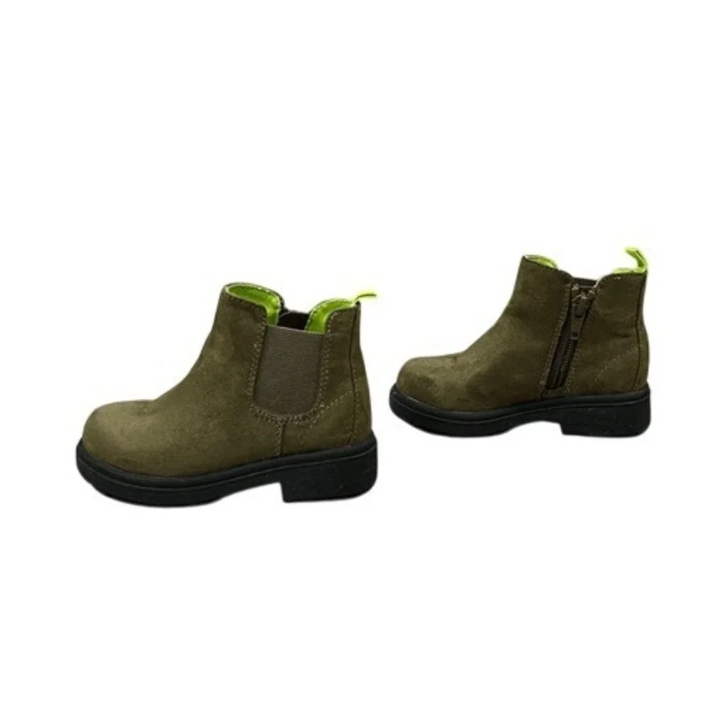 The GAP Chelsea Kidcore Olive Faux Suede High Top‎ Side Zip Boots 7 Blokecore